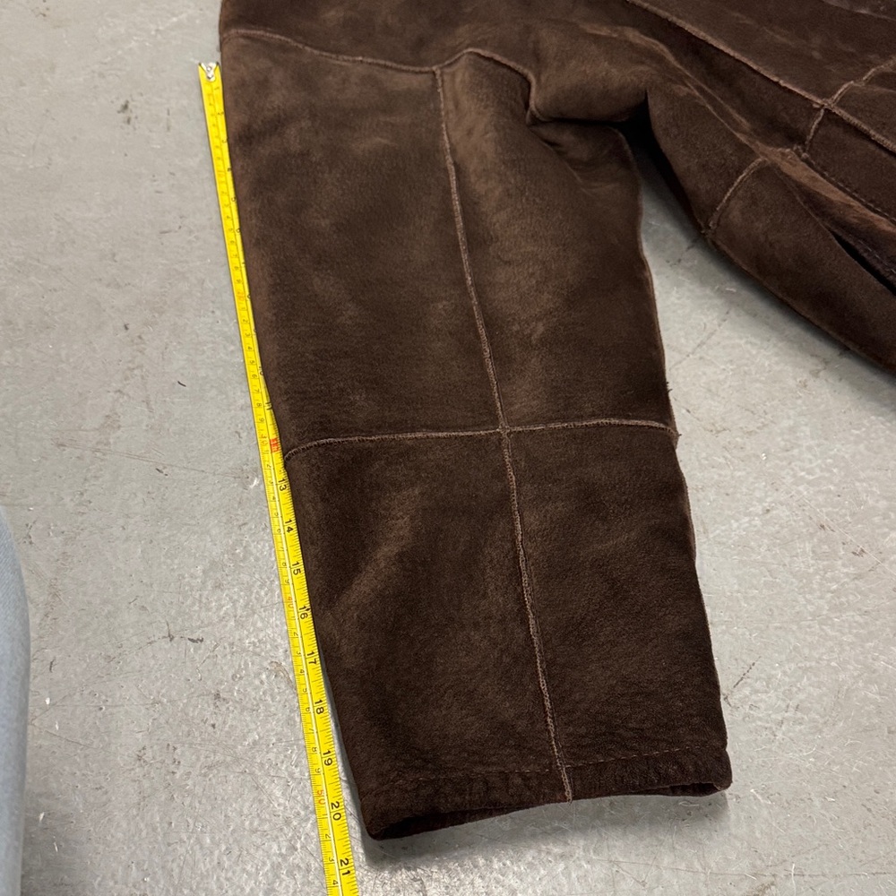 Vintage Brown Suede Leather Jacket with Faux Fur Collar Women’s XS - Picture 7 of 7